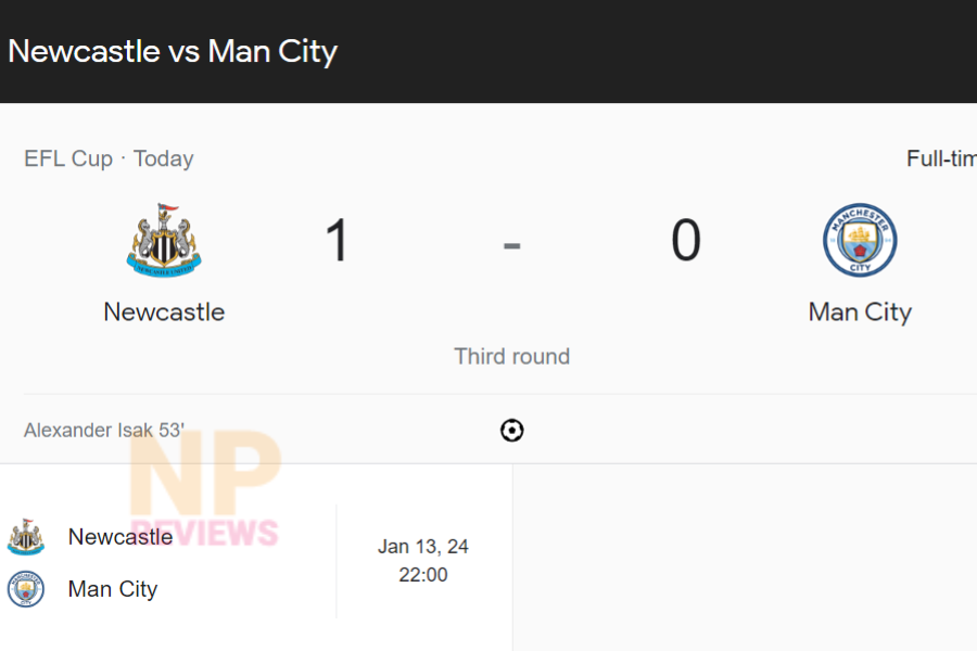 Man City bị Newcastle loại khỏi Cup Liên đoàn Anh